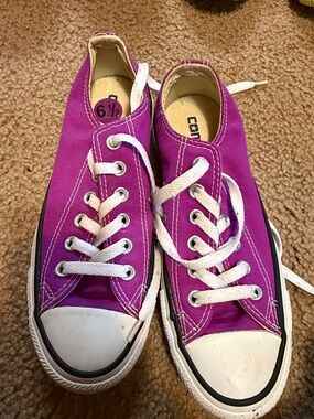 Converse Kids Low Top Sneakers - Bright Purple with White Accents